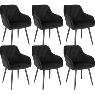 Woltu Esszimmerstuhl gepolstert schwarz 6er Set
