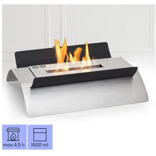 Klarstein Echtfeuer-Dekokamin Phantasma Graca (Set, Set), Ethanol-Kamin freistehend Tischkamin Edelstahl-Brenner silberfarben