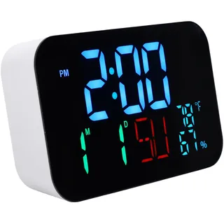 Depisuta WiFi Smart Clock, Kabellose Wetterstation, Innenthermometer, Luftfeuchtigkeitsmonitor, Alarm, Datum, Tag, Kompatibel mit Tuya Smart App, Fernbedienung, für Zuhause (Weiße Muschel – blaues