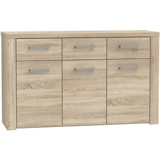 Newroom Sideboard Sonoma Eiche Kommode Modern - 136x83x41,3 cm (BxHxT) - Highboard Anrichte Tisch - [Cosima.Two] Wohnzimmer Wohnstube Büro