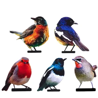 Generisch Metallvögel Zaundeko,5 Stücke Aus Farbenfrohem Und Rostfreiem Metall Mit Farbiger Lackierung - Handgefertigte Deko-Figuren Als Vogel-Schmuck,Für Wand Garten Terrasse Rasen Und Wiese