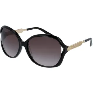 Gucci Damen GG0076S 002 Sonnenbrille, Schwarz (Black/Grey), 60 - 60 (XL)