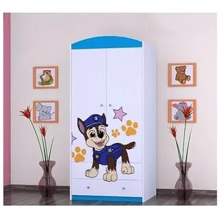 BDW - Kinder Kleiderschrank - Kinderschrank Super Hunde Motiv - Aufbewahrungsschrank für Jugendzimmer, Kinderzimmer - Drucke aus sicheren Farben - 187x88x54cm - Blau - Hund eines Polizisten