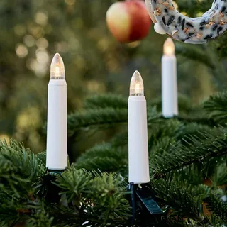 hellum LED Lichterkette, Made in Germany, Christbaumbeleuchtung mit Clip, 20 Lichter, beleuchtete Länge 19,00 m, Kabel grün, warmweiß, Schaft weiß, für Außen, teilbarer Stecker, <59lm 842043