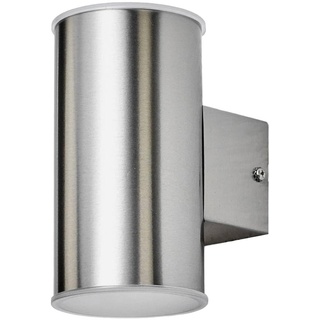Lindby LED Wandleuchte außen 'Morena' (spritzwassergeschützt) (Modern) in Alu aus Edelstahl (2 flammig,) - LED-Außenwandleuchten Wandlampe, Led Außenlampe, Outdoor Wandlampe für Außenwand/Hauswand