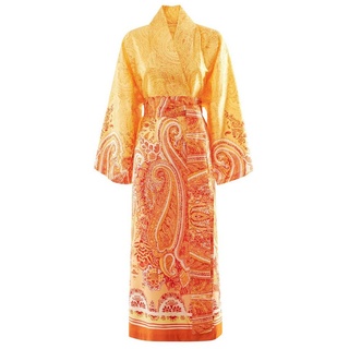 Bassetti Kimono MERGELLINA, midi, Baumwolle, Gürtel, aus satinierter Baumwolle mit Paisleymuster orange S-M