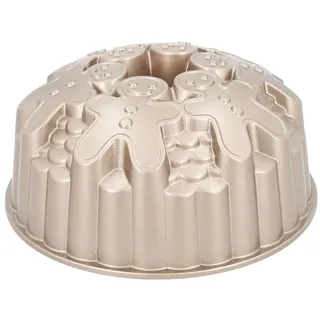 Aluguss-Kuchenform Gingerman - Birkmann - champagner, Ø 22 cm, 22,0 x 22,0 x 9,8 cm, Aluguss, Motivbackform Weihnachten, weihnachtliche Backform mit Antihaftbeschichtung, 200°C