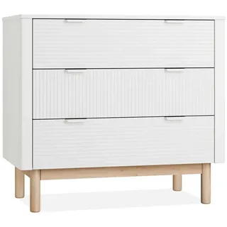 KONSIMO® Kommode LOTTI Kinderkommode, hergestellt in der EU, Breite 100 cm, geriffelte Front, mit 3 Schubladen weiß