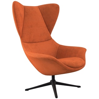Ohrensessel FLEXLUX "Stilo Relaxsessel" Sessel Gr. Struktur, B/H/T: 90 cm x 115 cm x 88 cm, orange (burned orang) Ohrensessel Solitär, Stil-Ikone, drehbar, Fuß schwarz