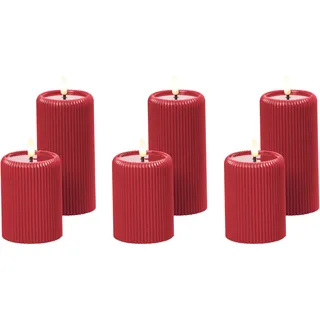 Beliani LED Kerzen 6er Set 10 x 16 cm rot
