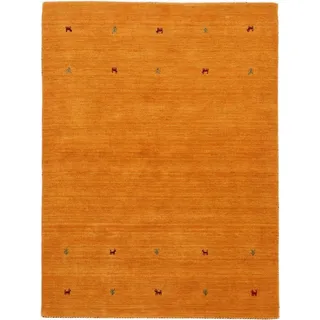 carpetfine Wollteppich Gabbeh Uni, auch als Läufer und Rund erhältlich, rechteckig, Höhe: 15 mm, reine Wolle, handgewebt, Gabbeh Loom Tiermotiv, große Farbauswahl gelb 60 cm x 90 cm x 15 mm