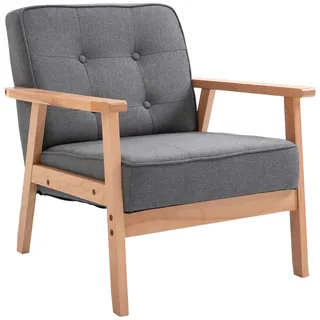 Homcom Relaxsessel mit Armlehnen Leinen 64 x 74 x 70 cm Grau