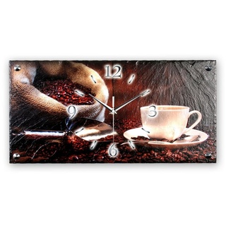 Kreative Feder Wanduhr Designer-Wanduhr „Kaffee“ aus Stein (Beton) (Funk- oder Quarzuhrwerk; ohne Ticken; elegant, außergewöhnlich, modern) braun