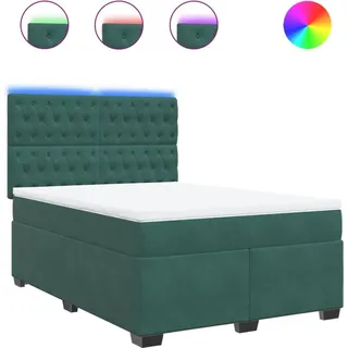 vidaXL Boxspringbett 140 x 190 cm Dunkelgrün