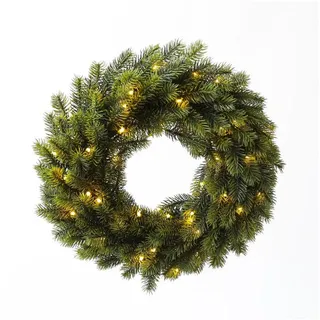 MARELIDA Dekokranz LED Tannenkranz Türkranz Adventskranz beleuchtet Timer Batterie 40cm grün