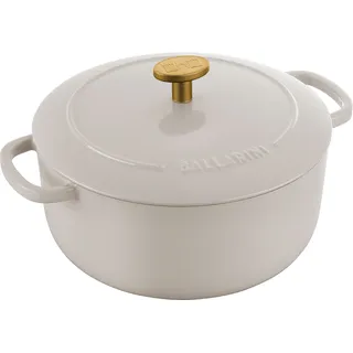 BALLARINI Bellamonte Auflaufform, Bräter, Dutch Oven, emailliertes Gusseisen, rund, 20 cm, 2,5 L, Elfenbeinweiß