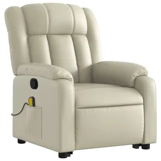 vidaXL Massagesessel mit Aufstehhilfe Kunstleder 92 x 98 x 0 cm Creme