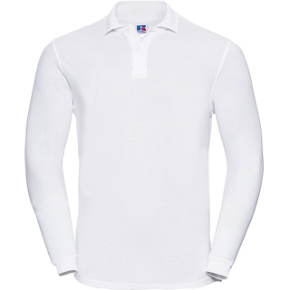 Russell Adults Long Sleeve Classic Cotton Polo-Shirt Herren langarm Seitenschlitze R-569L-0, white, XS