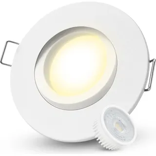SSC-LUXon ORVIA Einbaustrahler Deckenspot schwenkbar IP65 - inkl. LED Birne fourSTEP 4W warmweiß Dimmen ohne Dimmer - Deckenlampe für Terrasse & ... - Weiß
