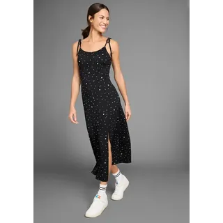 KangaROOS Midikleid mit Spaghetti-Trägern und Schlitz am Saum schwarz 36