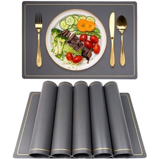 EXCOVIP wasserdichte Leder-Tischsets, rutschfeste Tischsets, Weihnachts-Tischsets, leicht zu reinigenden Tischsets, Tischsets für Zuhause, Küche, Esstisch, Tischsets für Tisch (6 Stück, 45 * 30 cm)