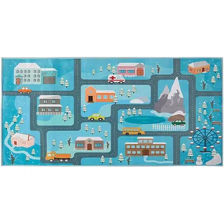Beliani Kigi Kinderteppich 80 x 150 cm Blau