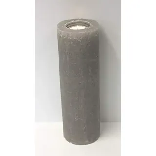 Rustic Kerzen Taupe 25 x 8 cm, mit Teelichteinsatz incl. Teelicht und Teelichtglas, Kerze zum verzieren von Taufkerzen, Hochzeitskerzen