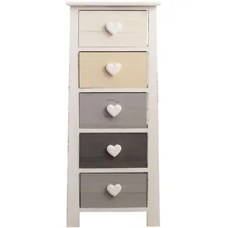 Mobili Rebecca Kommode 5 Schubladen 89 x 37 x 27 cm Weiß/Grau/Beige/Schwarz/Mehrfarbig