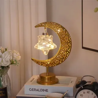 Led-nachtlicht Mit Eisenmotiven, Sternen, Mond Und Kugeln – Orientalische Partydekoration, Tischlampe, Geeignet Fürs Schlafzimmer, Stilvolle Lampe