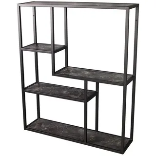 Licht-Erlebnisse Wandregal VIVEN, Marmor Optik 75 x 91 cm (BxH) MDF Metall Schwarz Anthrazit Schwebend bunt|schwarz