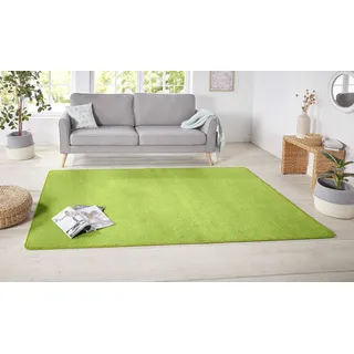 HANSE HOME Nasty Teppich – Wohnzimmerteppich Flauschiger Kurzflor Einfarbig Unifarben für Esszimmer, Wohnzimmer, Kinderzimmer, Flur, Schlafzimmer, Küche – Uni Grün, 200x200cm