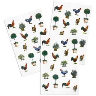 Kracht Geschirrtuch Hühnerhof, (Set, 3-tlg., 3-teilig), 3er Pack Frottee Küchenhandtücher (3 Stück) ca. 45x70cm Baumwolle grün