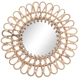 Densony Rattan Spiegel Wandspiegel Rund 40cm Bohospiegel Skandinavisch Dekorativ für Wohnzimmer, Flur, Badezimmer - Inkl. Montageset