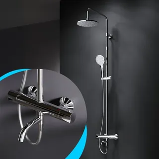 AM.PM Duschsystem Regendusche mit Thermostat 38°C, Edelstahl Duscharmatur Set, Duschsäule Regendusche, inkl. verstellbar Duschstange F07TA500