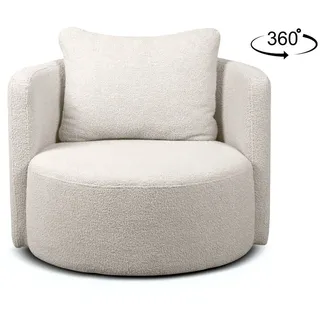 KONSIMO® Drehsessel Loungesessel RAGGI, mit 360° Drehfunktion, inklusive dekorativem Kissen, Modern weiß