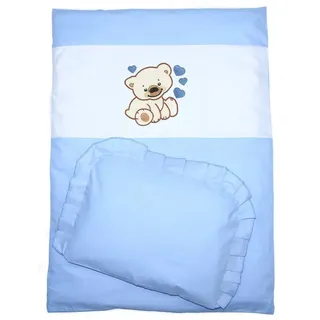 Primawela Babybettwäsche Kinderwagenset Baby Bettwäsche für Kinderwagen Bezüge Decke Kissen, 2 teilig blau