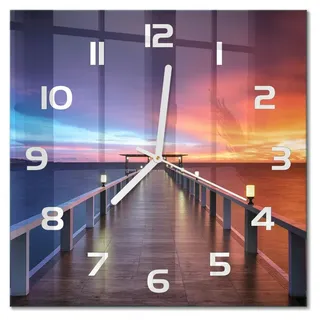 Glas Wanduhr 30x30 cm - Wanduhr - lautlose Wanduhr - ohne Ticken - geräuschloses Uhrwerk - schleichende Zeiger - moderne Uhr - Design Uhr - Wohnzi... - Orange