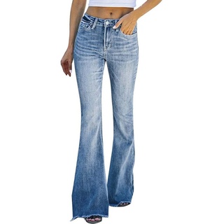 FIDDY Loungehose Helle Jeans Low Waist Wide Leg Jeans Jeans Damen Mit Taschen Jeans L