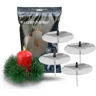 12x Kerzenhalter - Kerzenteller -  6 cm Kerzenstecker silber - Adventskranzstecker / Tischdekoration