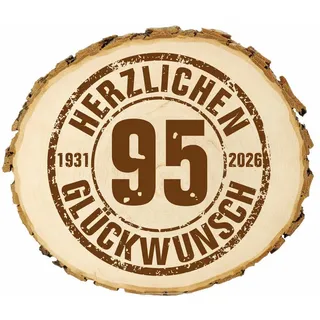 Nomiro Wanddekoobjekt Holzscheibe Geburtstag Gravur - Baumscheibe mit Rinde Deko
