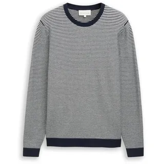 TOM TAILOR Herren Strickpullover aus Baumwolle, blau, Gestreift, Gr. XXL