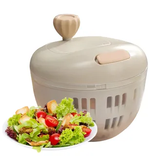 Generisch Schleuder – Salattrockner | 14,5 x 14,5 x 12 cm kompakter Obstreiniger und kleine Salatschleuder für Camping und Picknicks | 1er-Pack Mini-Siebkorb, BPA-frei, Rutschfester Boden, weiß