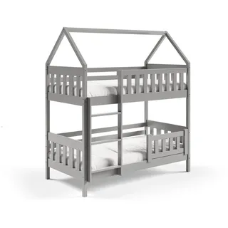 masseno Etagenbett ELENA 80 x 160 cm Kiefer massiv grau