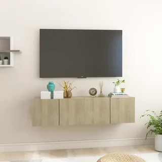 Homgoday TV-Wandschrank Fernsehschrank Fernsehtisch Hängeschrank TV Board Hängend Sideboard mit Stauraum für Wohnzimmer Schlafzimmer 2 STK. Sonoma-Eiche 60x30x30 cm