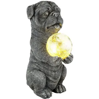 GLOBO Solarleuchte Glas 17,5x13x29 cm 1 Stück grau
