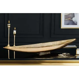Sitheim-Europe Dekoschale Handgearbeitete Deko Schale LEAF 80cm Aluminium (1 St) goldfarben
