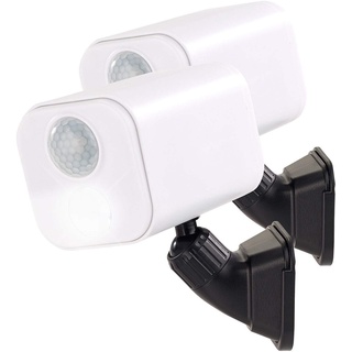Luminea LED-Batterie-Wandleuchte: 2er-Set LED-Wandspots für innen & außen, Bewegungssensor (Lampen mit Bewegungsmelder innen, Wandleuchte mit Dämmerungssensor, Nachtlicht aussen)