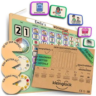 Kleinglück Magnettafel Wochenplaner Kinder Magnettafel Lernplaner für Kinder mit Magneten