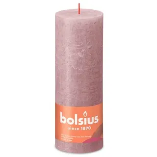 Bolsius Rustik Stumpenkerze 190/68 mm - Antikrosa (Eschen Rose) - Brenndauer ca. 85 Stunden (1 Stück)