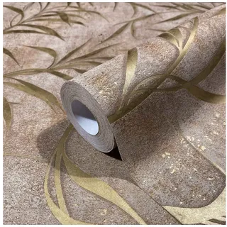 Marburg Vliestapete Blätter Beton Optik Braun Gold 34288 City Glow